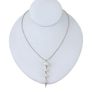 Vintage Sterling Silver 925 | Graduated Pearl Drop Pendant Necklace 18"